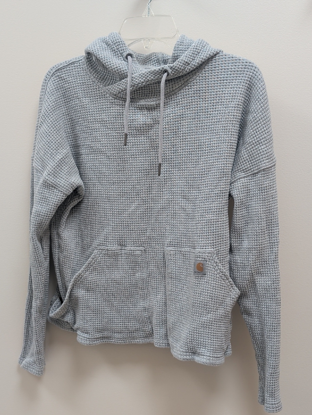Carhartt Light Gray Waffle Hoodie with Kangaroo Pocket Size Medium